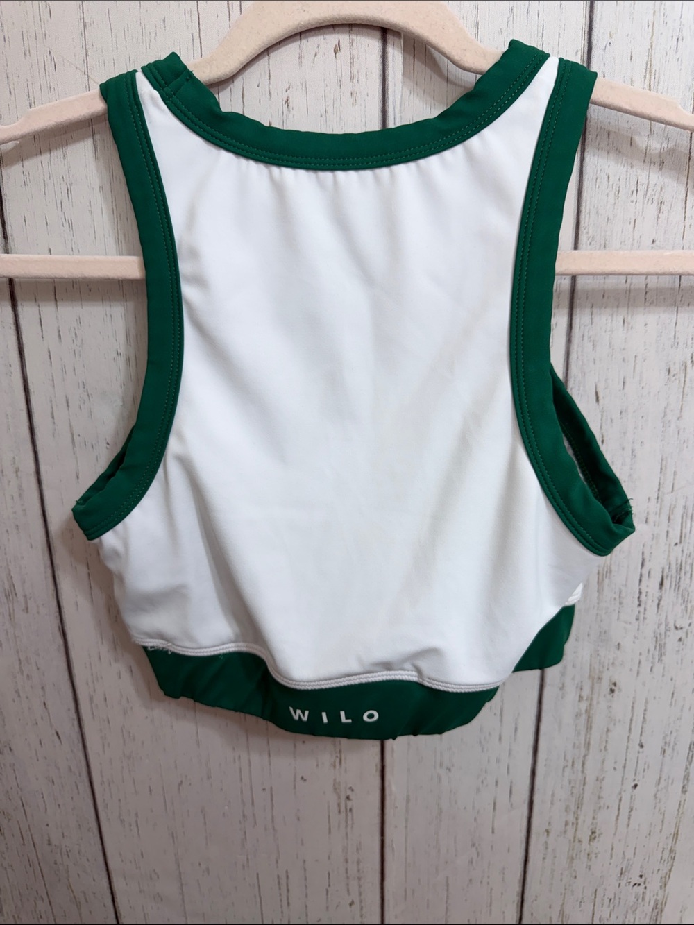 Wilo White and Green Sports Bra - Picture 3 of 6